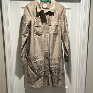 Maeve Tan Shirt Dress with Horses Detail